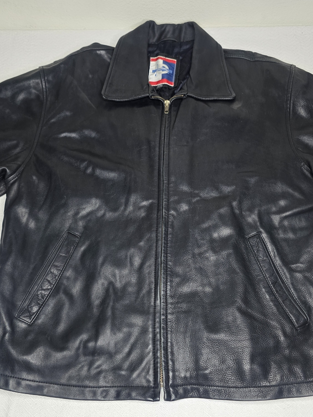 Vintage Genuine Leather Jacket XXL – Black Quilted Lining – Classic Style